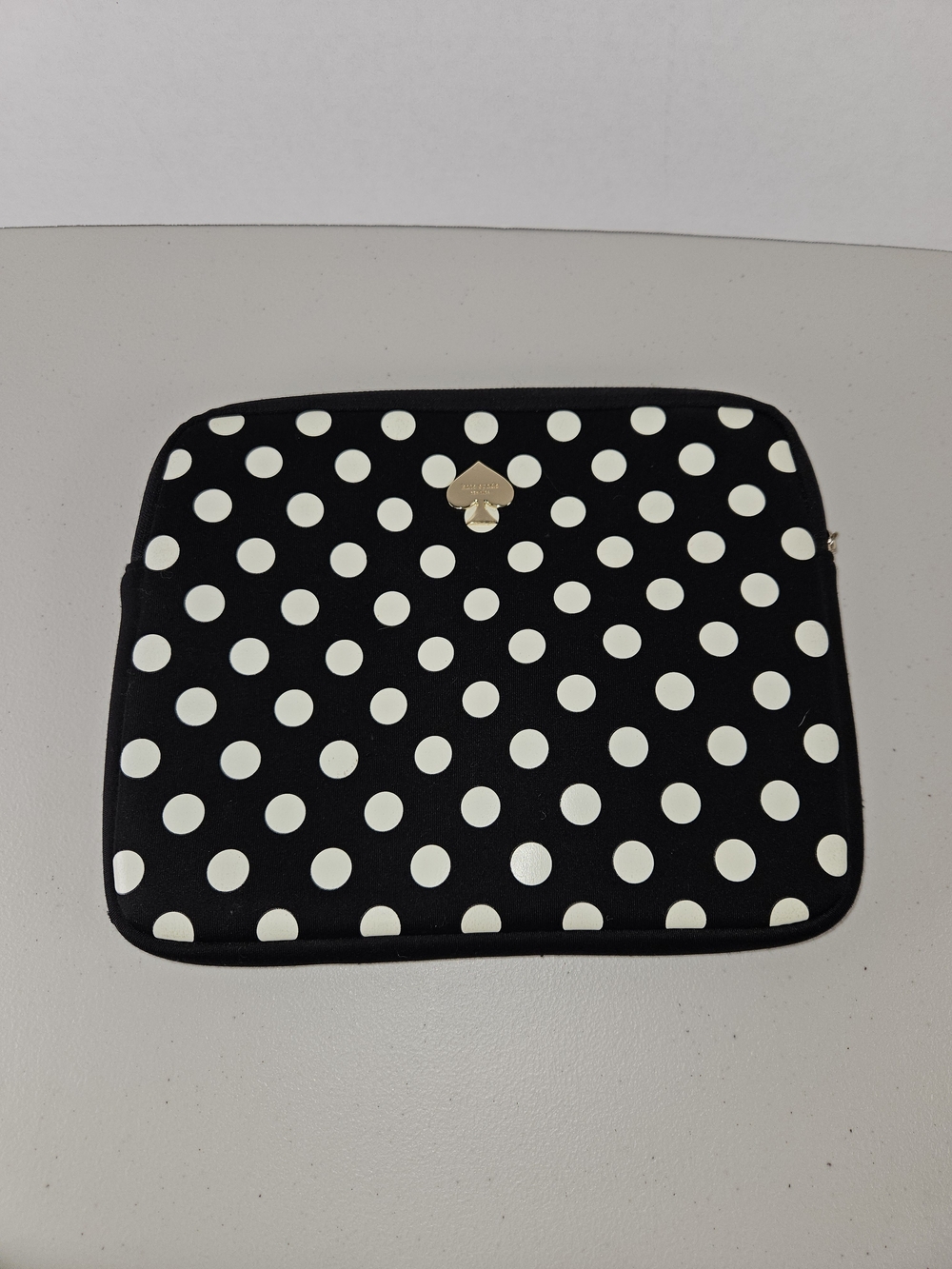 kate spade Black and White Polka Dot Ipad Mini Sleeve with Gold Spade Logo